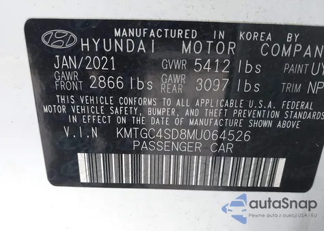 2021 Genesis G80 3.5T Rwd z USA, uszkodzony, nr VIN KMTGC4SD8MU064526